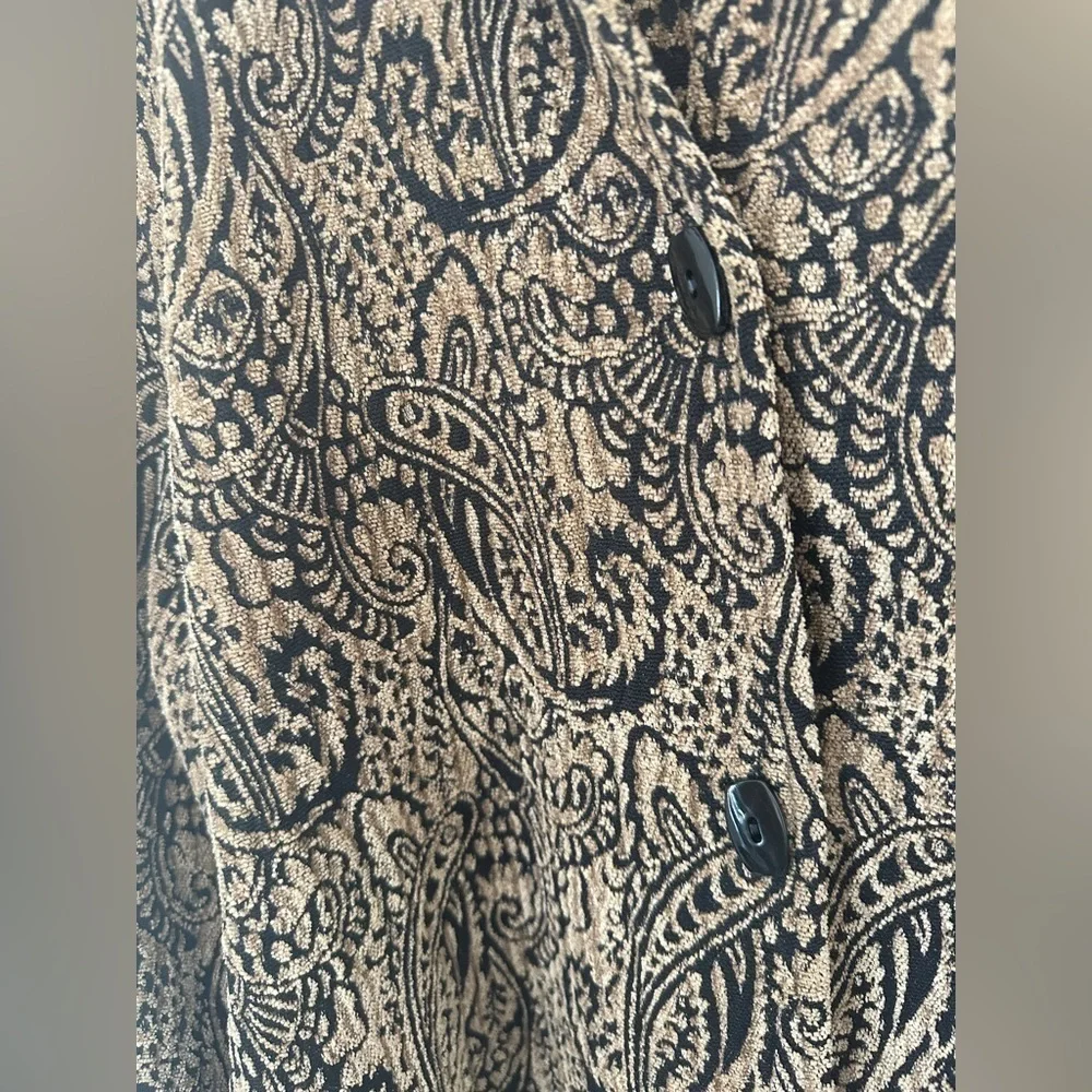 Sag Harbor Brown Black Paisley Unique Woven Textured Button Up Shirt Women’s 12 - Picture 5 of 8
